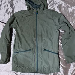 Champion Hiking Polyester Windbreaker Rain Hooded Jacket Womens XL Dark green Zi