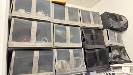 12 Fabric Shoe Storage Boxes with Clear Window