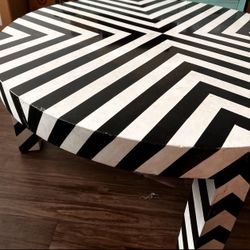 Zebra Coffee Table Bone Inlay Stripe Design