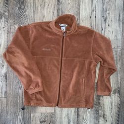 Columbia Fleece Jacket Mens L Large Orange Full Zip Hiking Outdoor