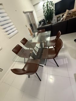 Glass Dining Room Table and Chairs