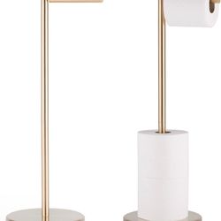 BRAND NEW IN BOX MARMOLUX ACC Free Standing Toilet Paper Holder Stand with Storage for 4 Rolls of Toilet Tissue for Bathroom, Stainless Steel Luxury B