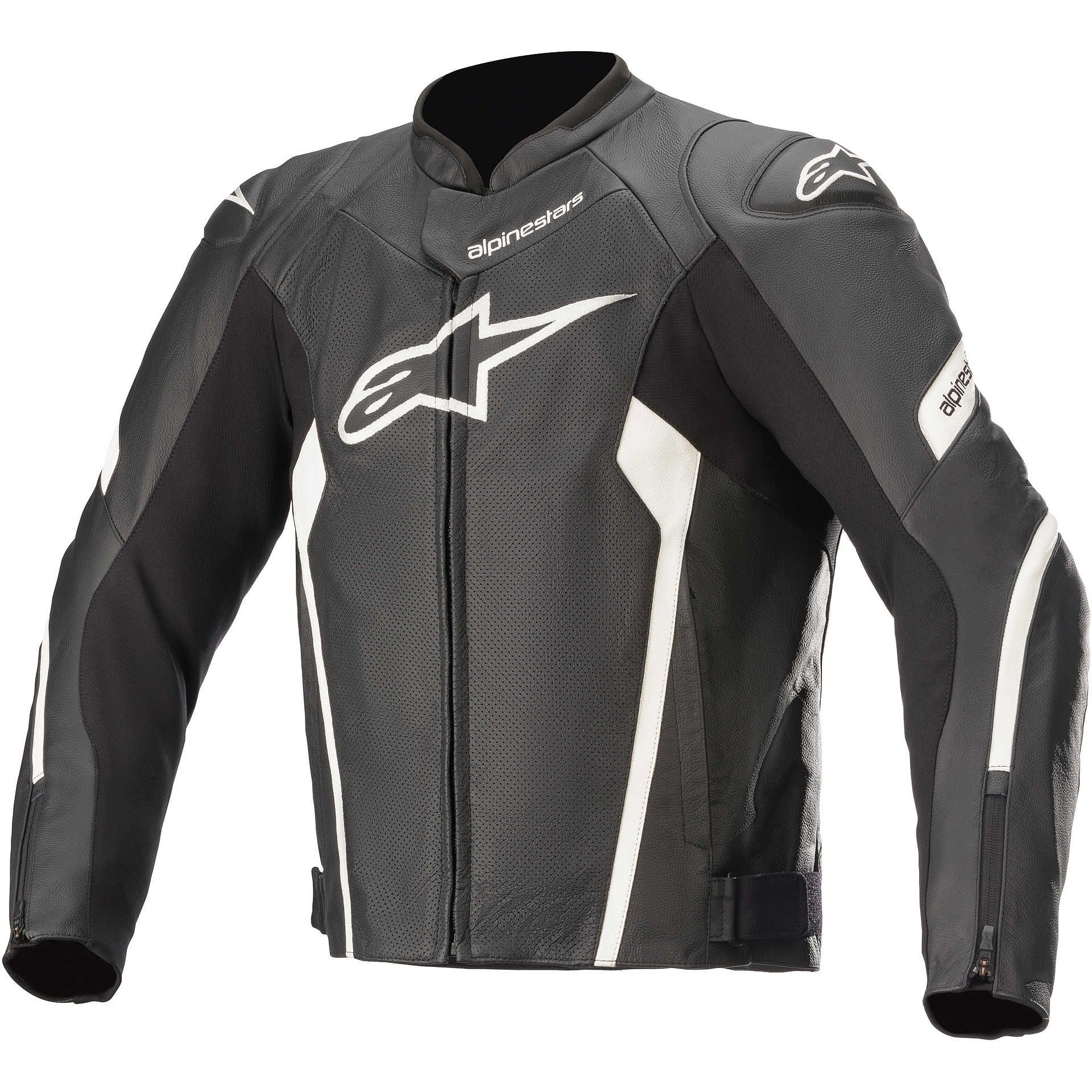Alpinestars FASTER V2 AIRFLOW Black White Leather Motorcycle Jacket