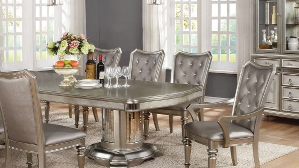 Danette Metallic Seven-piece Double Pedestal Dining Set