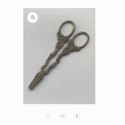 Antique Silver Plated Grape Shears Scissors 
