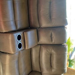 Ashley 3 Piece Grey Leather Couches