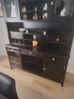 Dark Wood China Cabinet Hutch Buffet