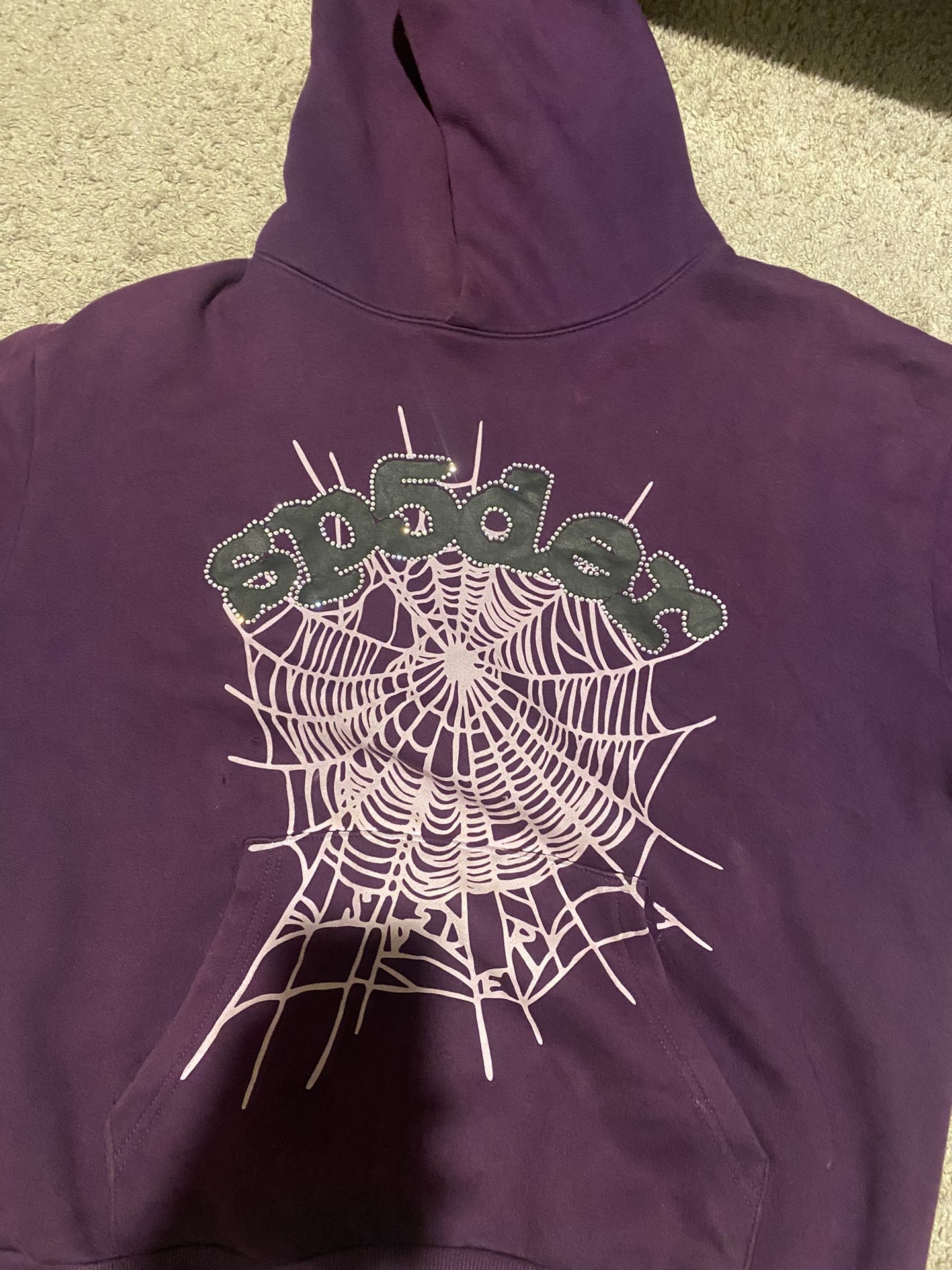 Purple Rhinestone Sp5der Hoodie