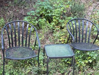 Black Metal Patio Bistro Set – 2 Chairs & Table