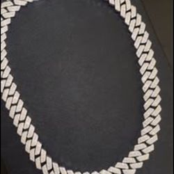 18mm Moissanite & Silver Emerald Cut Chain 22in