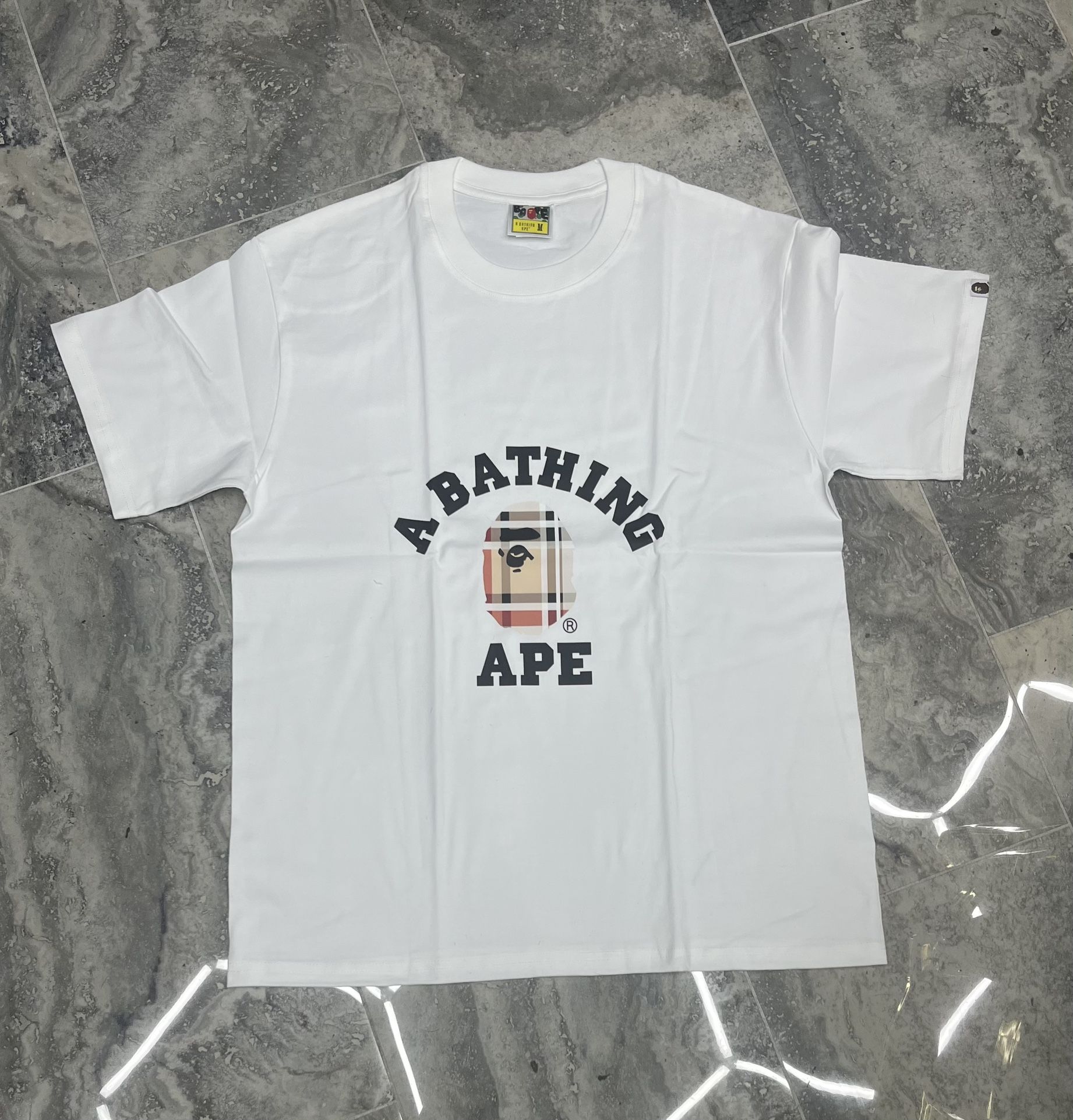 WHITE BURBERRY BAPE TEE