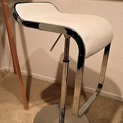 White Leather Chrome Barstools