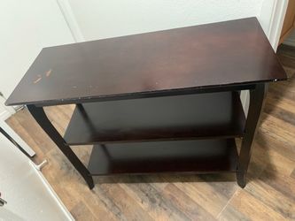 Dark Wood Console Table with Two Shelves