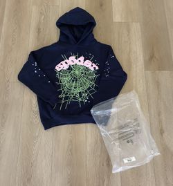 Navy Pink Sp5der Hoodie