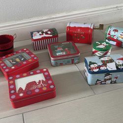 9 Christmas Metal Boxes All For $8