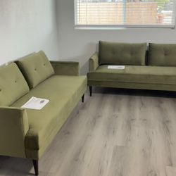 Green Velvet Sofa Set 