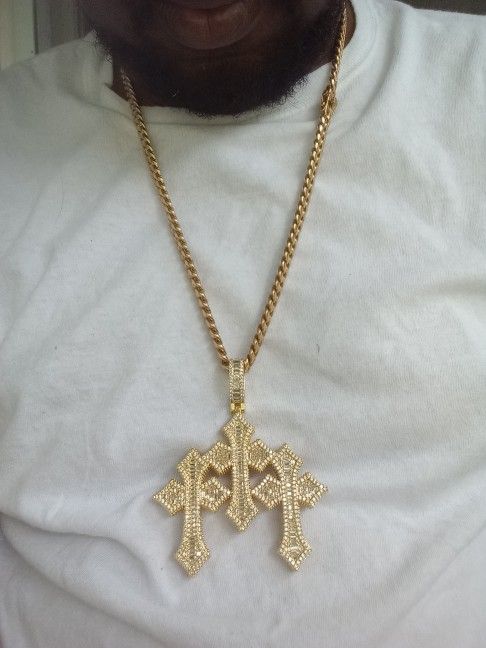 Stainless Steel Cuban Link Chain Wit Pendant