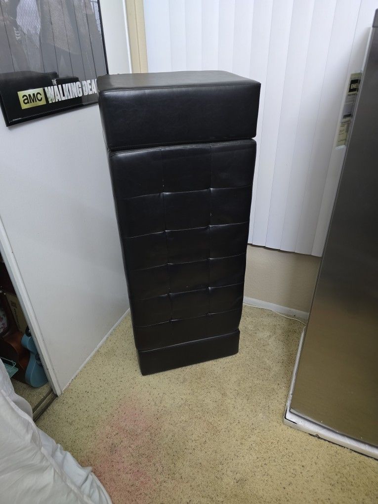 Black Leather Ottoman