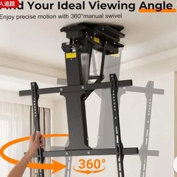 (G-2-16)Motorized Flip Down TV Mount for 32-75" Screens 360° Swivel & Remote |