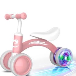 Brand New Colorful Lighting Baby Balance Bike Toys for 1 Year Old Girl Gifts, 10-36 Month Toddler Balance Bike, No Pedal 4 Silence Wheels & Soft Seat 