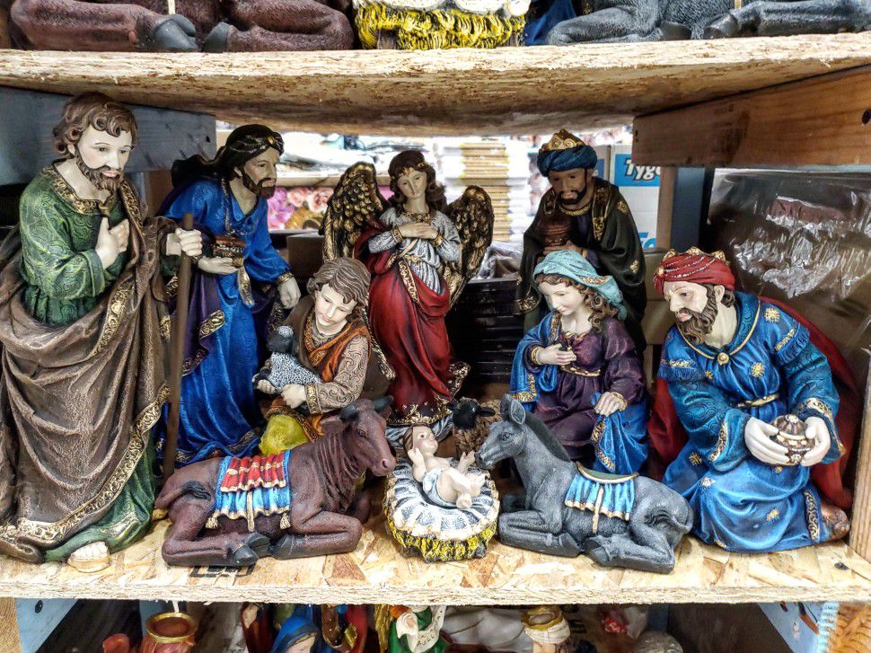 Nativity Set Nacimiento 12" Pulgadas Completo Azul De Lujo 11 pcs Nuevo