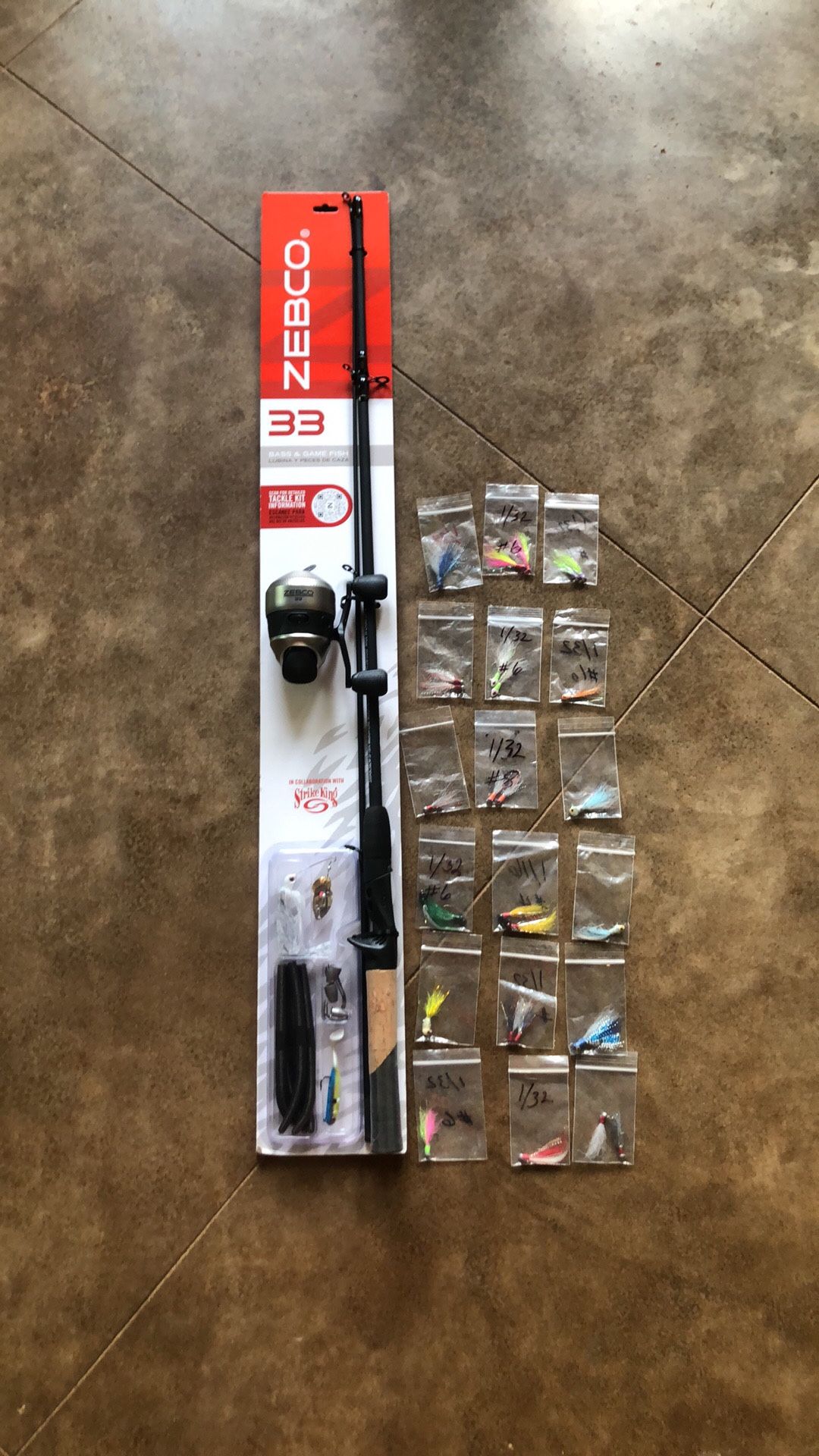 Zebco 33 Bass And Game Fishing Rod With 18 Fly Baits