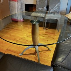 Glass Top Round Coffee Table 