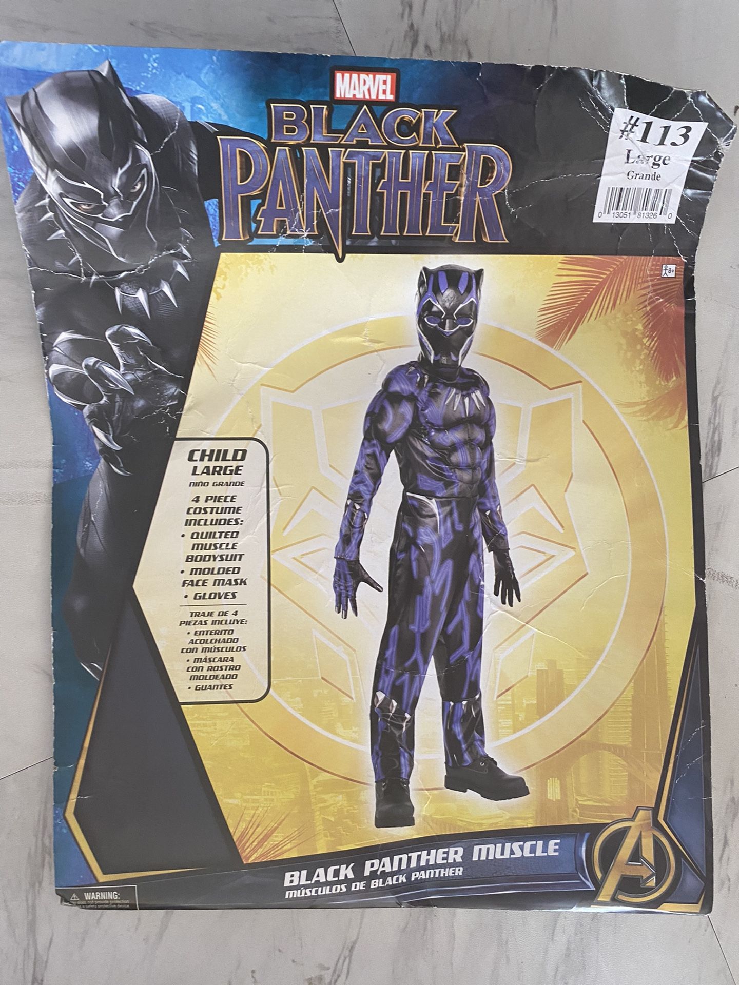 Black Panther kids costume size large