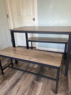 Dining Table Set with Two Benches