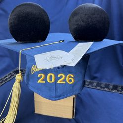 Disney Mickey Ear Graduation Cap 2026 Adult Blue NWT