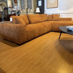 Beautiful Mid Century Modern Style Orange Sofa Sectional With Chaise Mcm