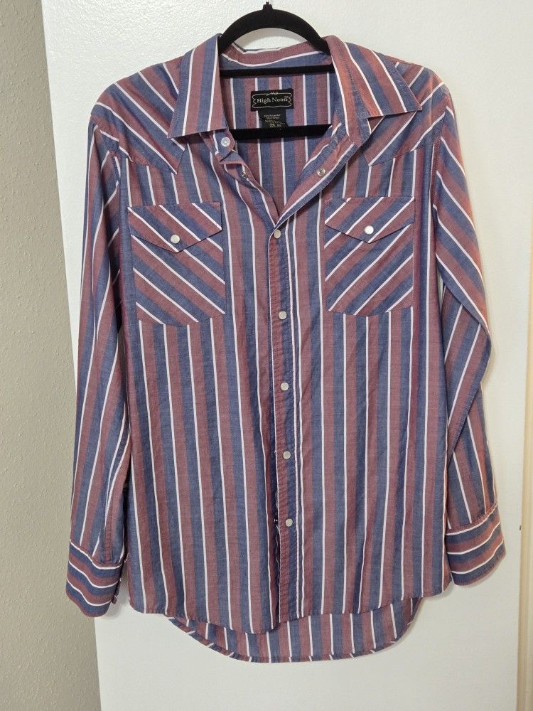Vintage/Classic High Noon Button Up Shirt Mens Small Red Plaid Western