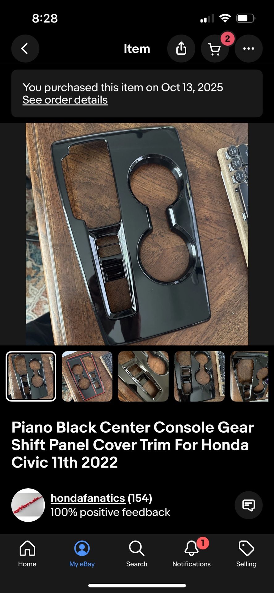 Honda civic 11 gen Piano Black Center Console Gear Shift Panel Cover Trim 2022