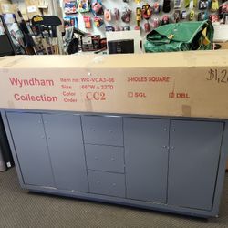 Wyndham Collection
Beckett 66 in. W x 22 in. D x 35 in. H Double Sink Bathroom Vanity in Dark Blue with Carrara Cultured Marble Top