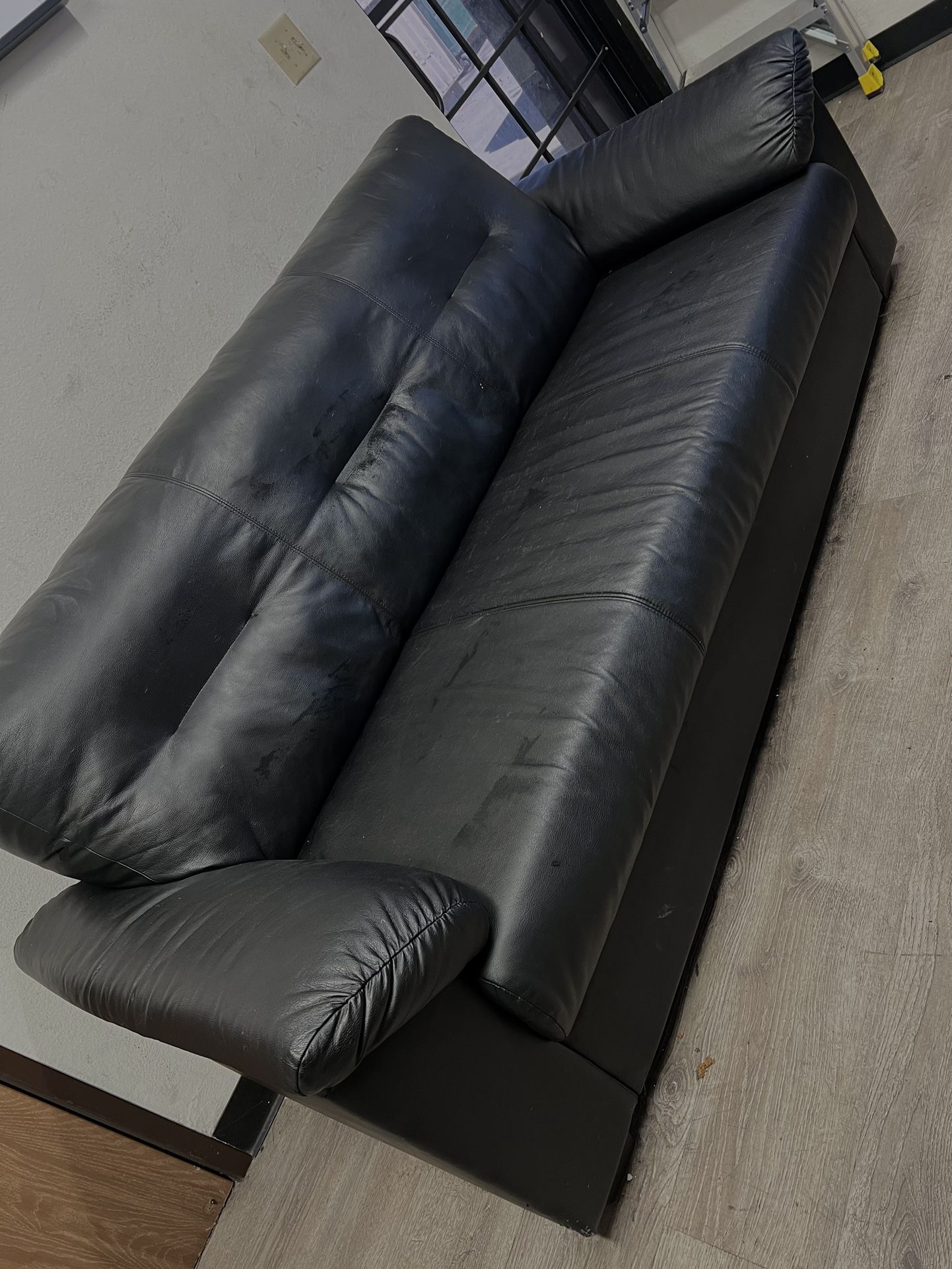 IKEA Black Leather Couch 