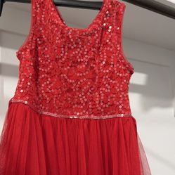 Red Sequined Sleeveless Party Dress $7