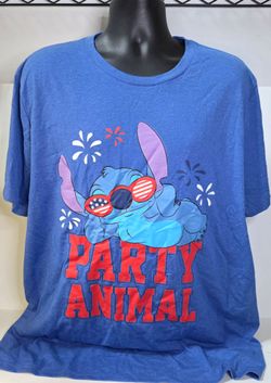 Disney Stitch 4th of July Party Animal Mens 3XL Tee