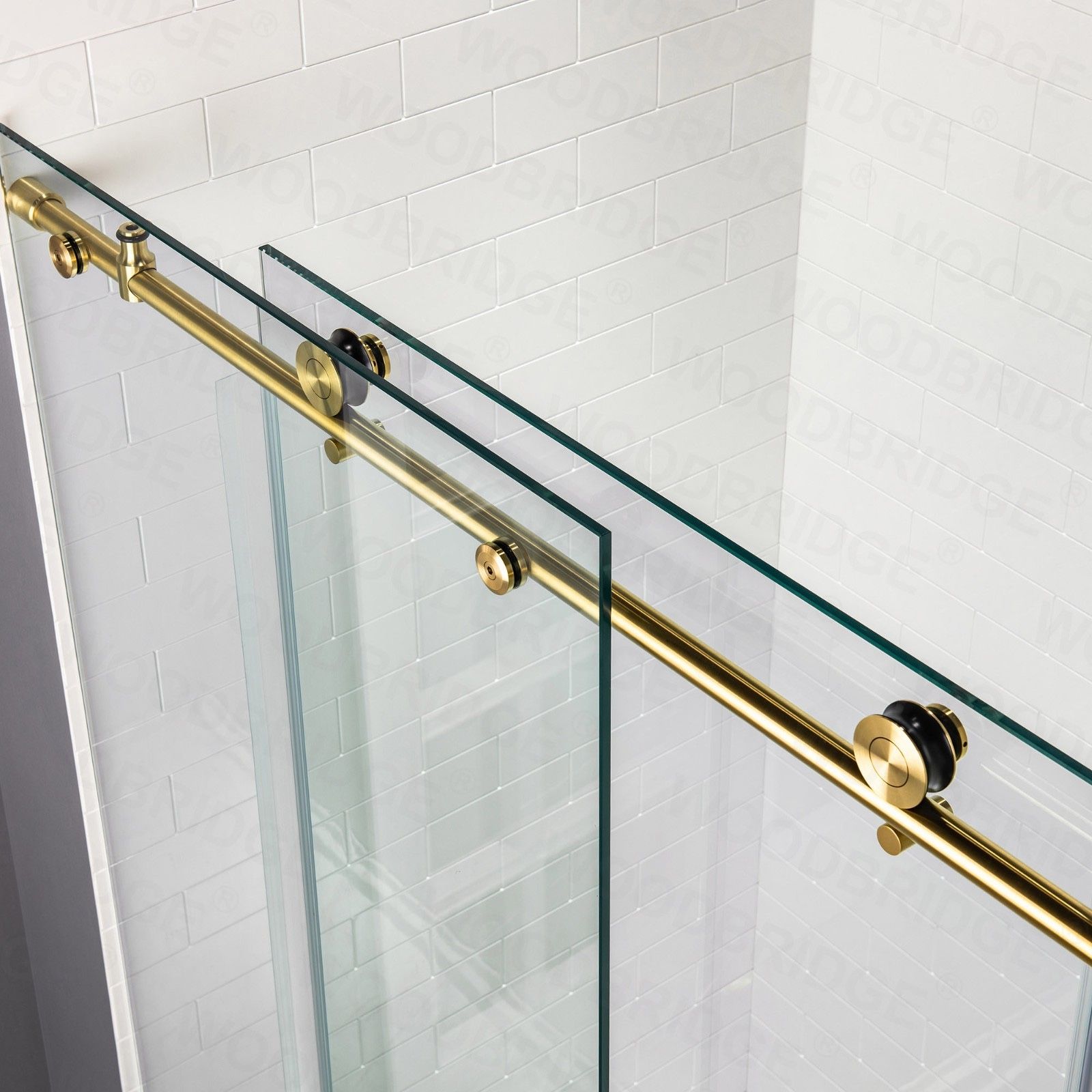 MBSDC6076-BG Frameless Shower Doors 56-60" Width x 76"Height with 3/8"(10mm) Clear Tempered Glass in Brushed Gold Finish