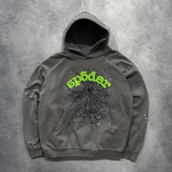 Sp5der Wait Web Hoodie in Slate Grey