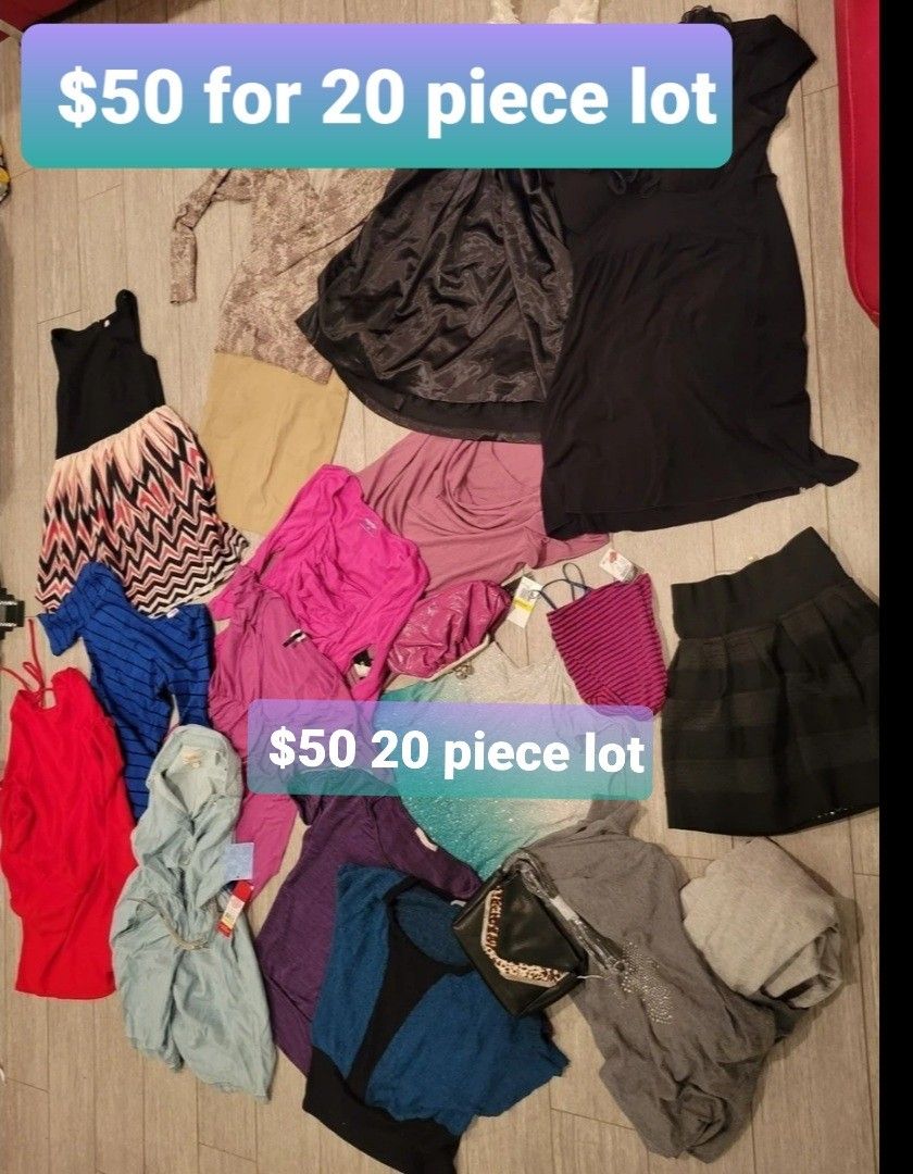 19 Piece Dress Lot Purse Tops Bell Sleeve Red Dress Charlotte Large Medium