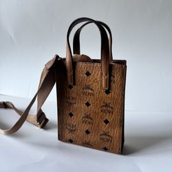 MCM Logo Print Mini Tote Bag 