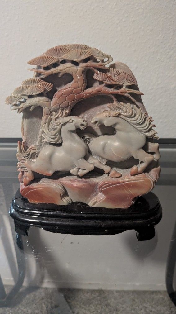 Jade Horse Statue With Stand