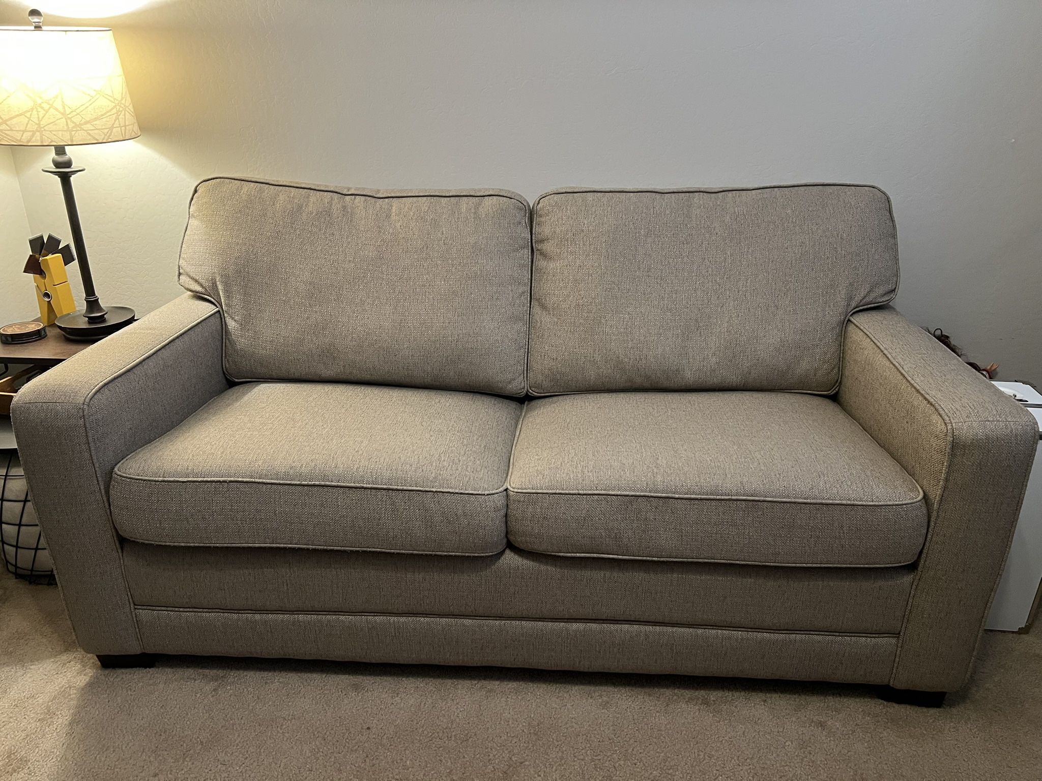 Grey/Beige Love Seat Pull Out sofa Bed