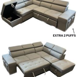 Sleeper Sofa Bed Sofá Cama Color Gris Con 2 Puff Extra Only 10 Down 