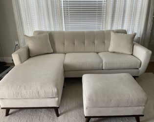 Reversible Chaise Cream Colored Mid-Century Modern Couch