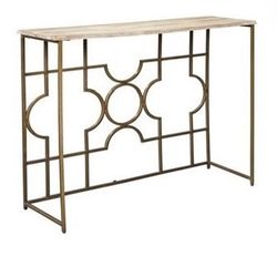 Ashley Roleson Console Table Entryway Table (Gold + Wood Top)