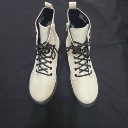 Ladies White Lace Up Boots
