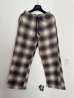 Uniqlo Pants Women Medium Brown Checkered Pull On Loose Pajama Sleep Lounge  Worn twice only