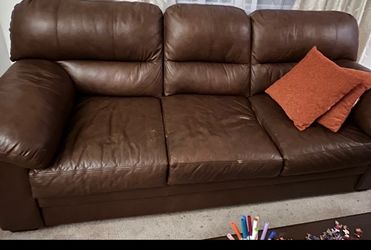 One Leather Sofa  Brown Color