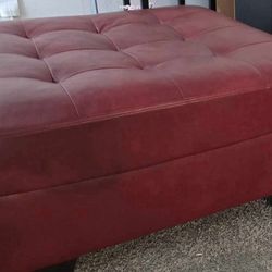 Red Leather Ottoman